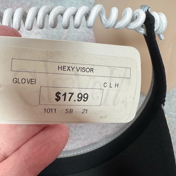 GloveIt Hexy Visor Black, White, Yellow Hexagon Pattern OSFM - Picture 6 of 7